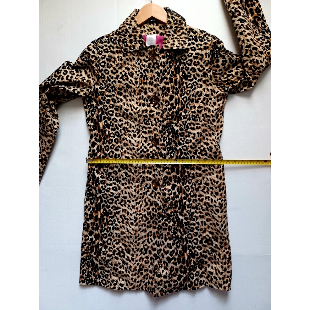 Leopard Print 4-Button Front Collared Trench Coat… - image 8
